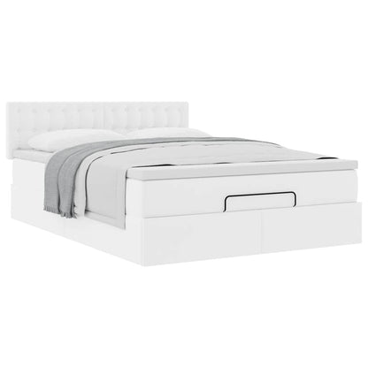 vidaXL Ottoman-Bett mit Matratze Weiß 140x190 cm Kunstleder