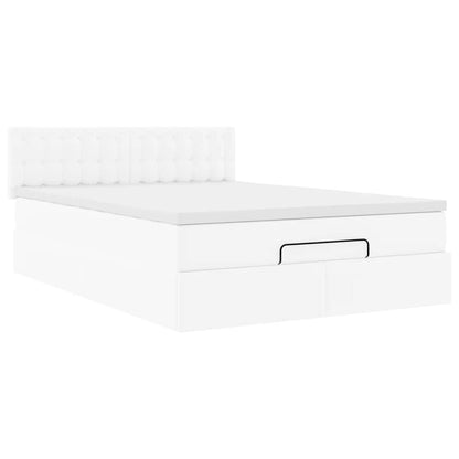 vidaXL Ottoman-Bett mit Matratze Weiß 140x190 cm Kunstleder