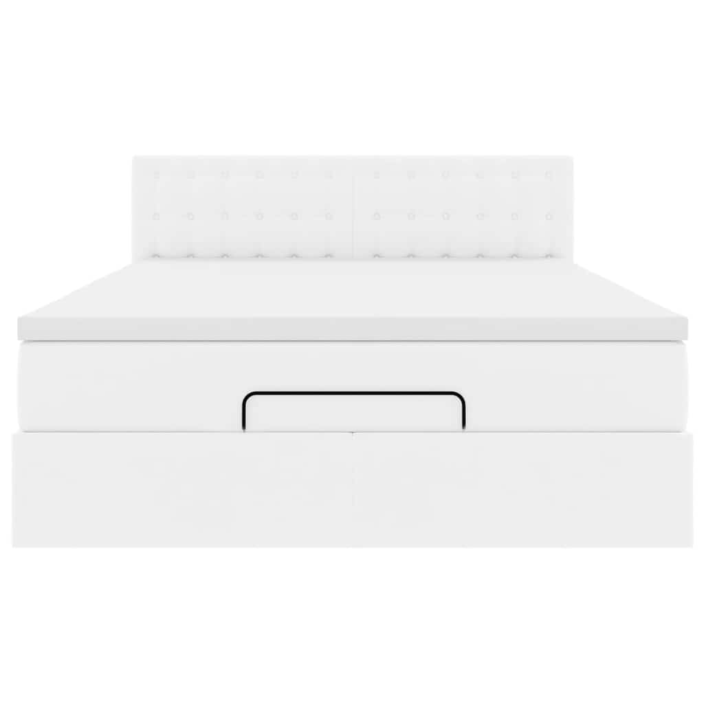 vidaXL Ottoman-Bett mit Matratze Weiß 140x190 cm Kunstleder