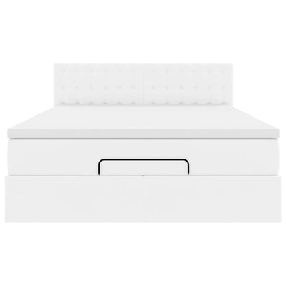 vidaXL Ottoman-Bett mit Matratze Weiß 140x190 cm Kunstleder