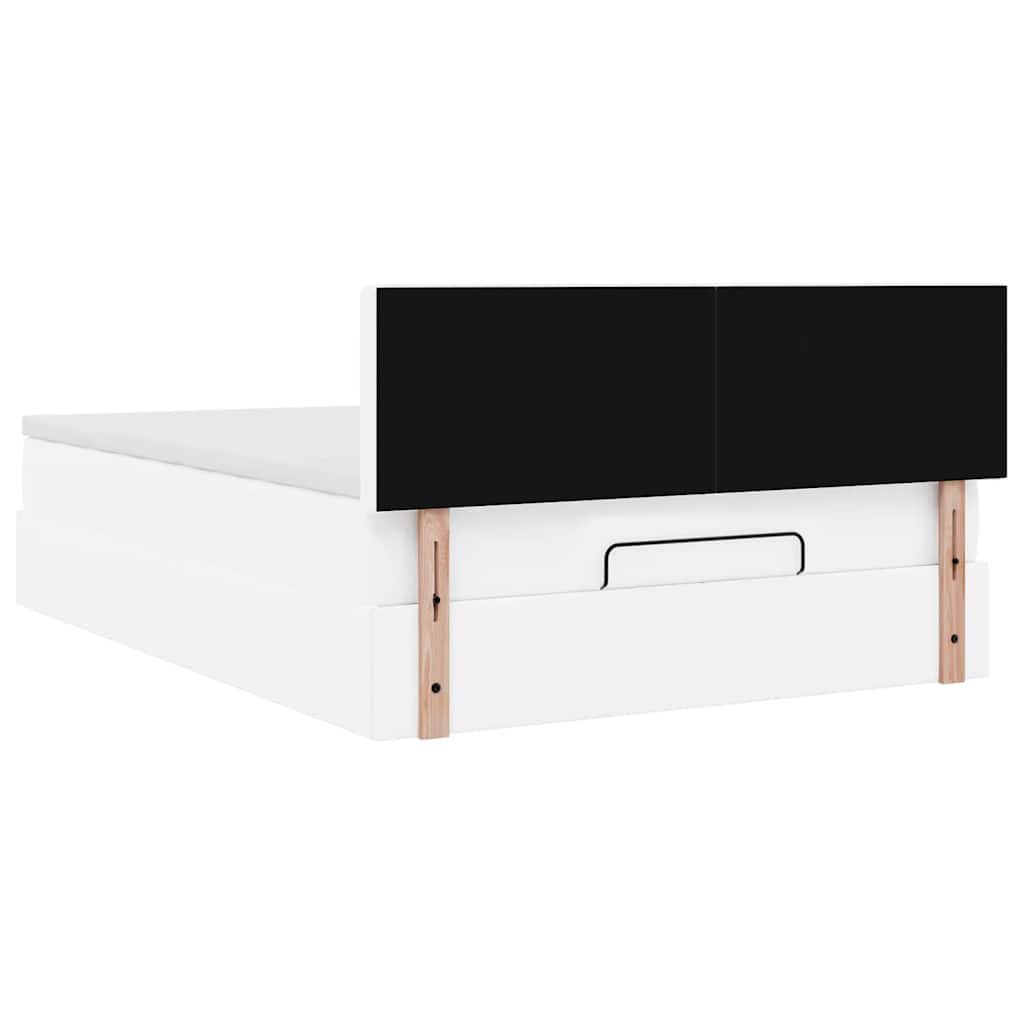 vidaXL Ottoman-Bett mit Matratze Weiß 140x190 cm Kunstleder