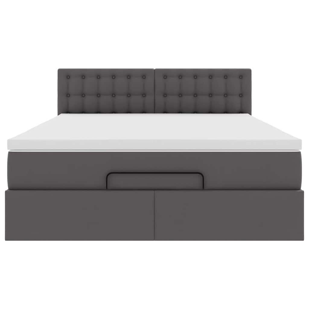 vidaXL Ottoman-Bett mit Matratze Grau 140x190 cm Kunstleder