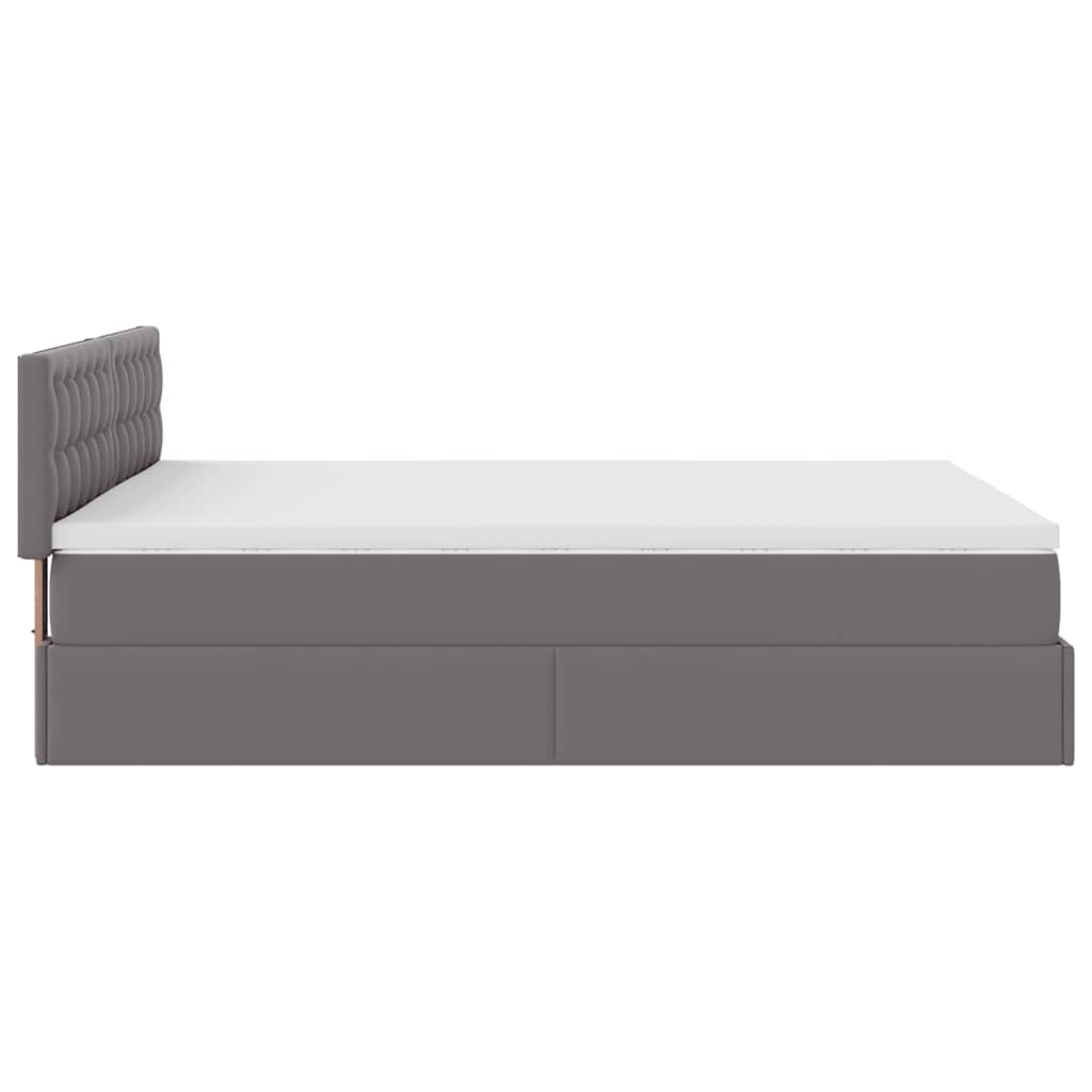 vidaXL Ottoman-Bett mit Matratze Grau 140x190 cm Kunstleder