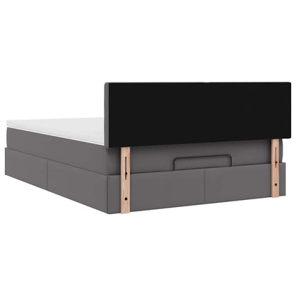 vidaXL Ottoman-Bett mit Matratze Grau 140x190 cm Kunstleder