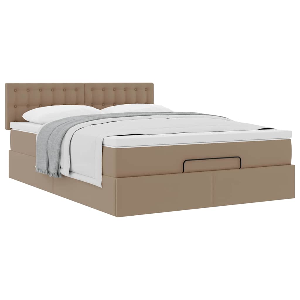 vidaXL Ottoman-Bett mit Matratze Cappuccino-Braun 140x190cm Kunstleder