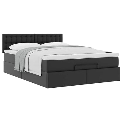 vidaXL Ottoman-Bett mit Matratze Schwarz 140x200 cm Kunstleder