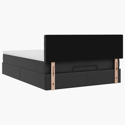 vidaXL Ottoman-Bett mit Matratze Schwarz 140x200 cm Kunstleder