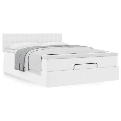 vidaXL Ottoman-Bett mit Matratze Weiß 140x200 cm Kunstleder