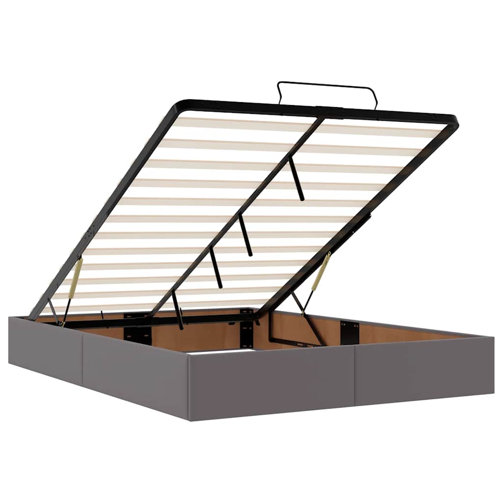 vidaXL Ottoman-Bett mit Matratze Grau 140x200 cm Kunstleder