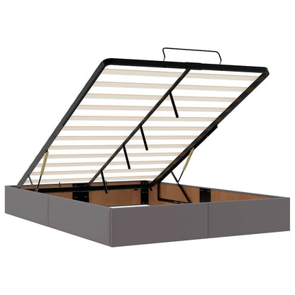 vidaXL Ottoman-Bett mit Matratze Grau 140x200 cm Kunstleder