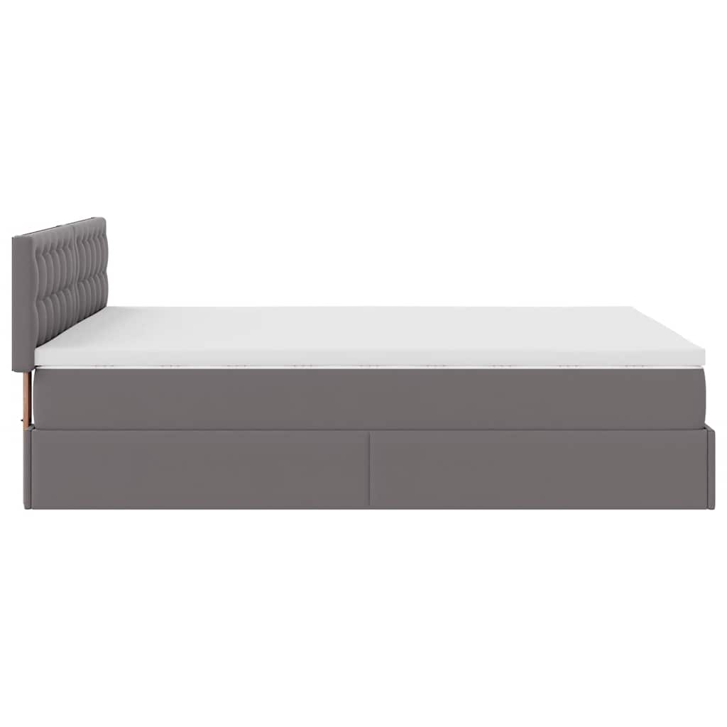 vidaXL Ottoman-Bett mit Matratze Grau 140x200 cm Kunstleder