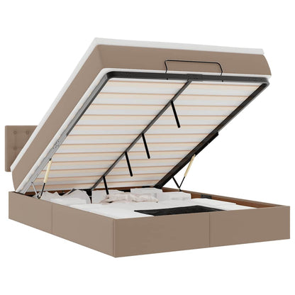 vidaXL Ottoman-Bett mit Matratze Cappuccino-Braun 140x200cm Kunstleder