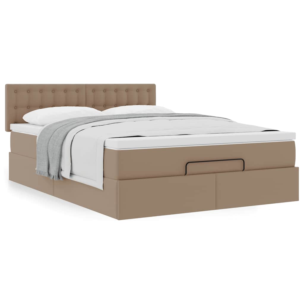 vidaXL Ottoman-Bett mit Matratze Cappuccino-Braun 140x200cm Kunstleder