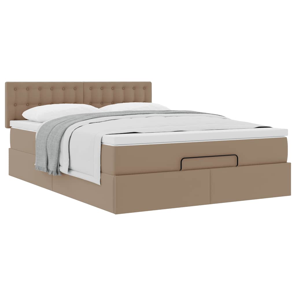 vidaXL Ottoman-Bett mit Matratze Cappuccino-Braun 140x200cm Kunstleder