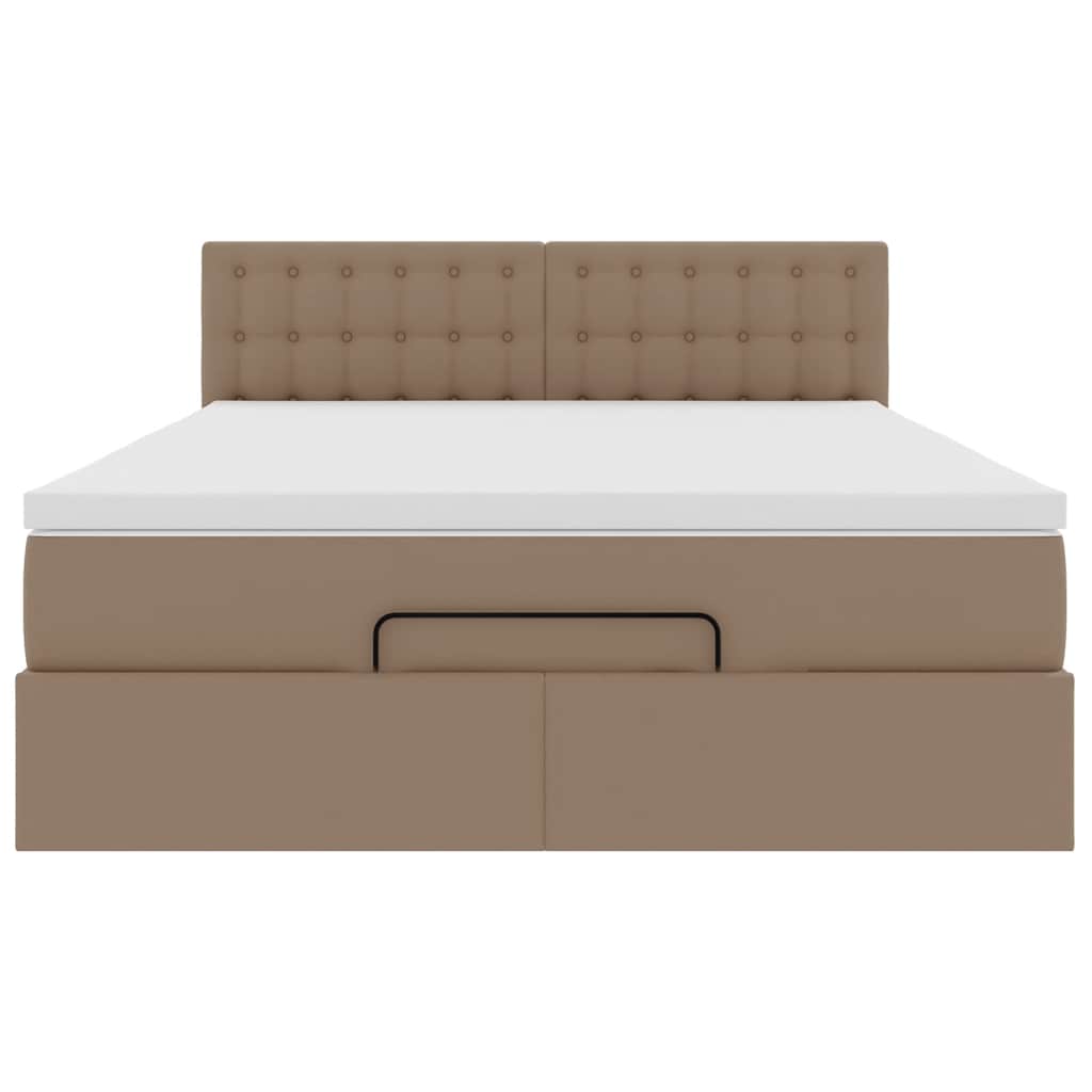vidaXL Ottoman-Bett mit Matratze Cappuccino-Braun 140x200cm Kunstleder