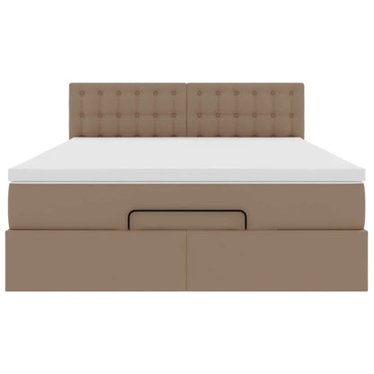 vidaXL Ottoman-Bett mit Matratze Cappuccino-Braun 140x200cm Kunstleder