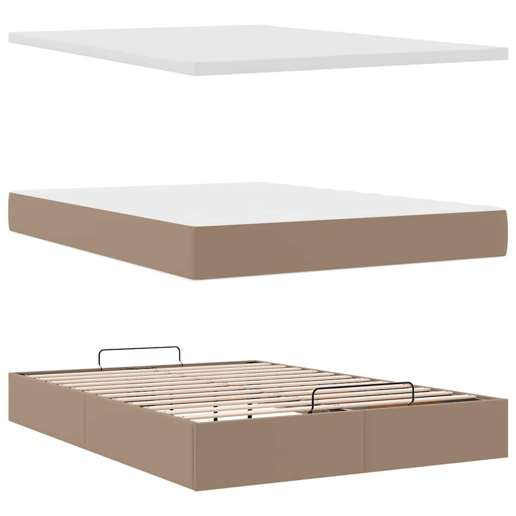 vidaXL Ottoman-Bett mit Matratze Cappuccino-Braun 140x200cm Kunstleder