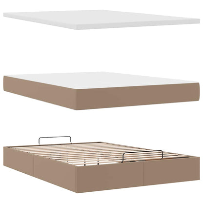 vidaXL Ottoman-Bett mit Matratze Cappuccino-Braun 140x200cm Kunstleder