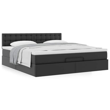 vidaXL Ottoman-Bett mit Matratze Schwarz 160x200 cm Kunstleder