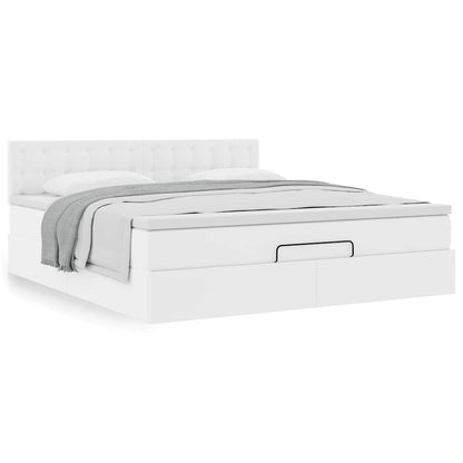 vidaXL Ottoman-Bett mit Matratze Weiß 160x200 cm Kunstleder