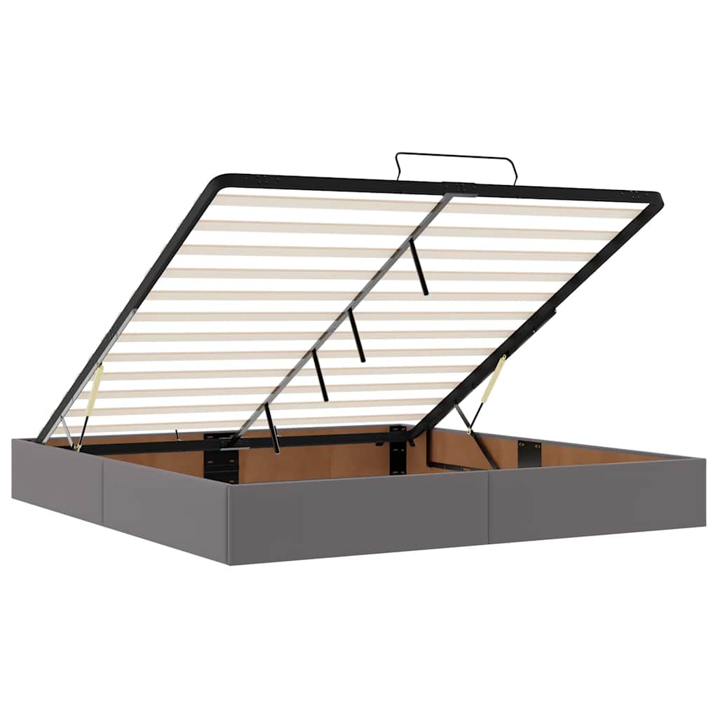 vidaXL Ottoman-Bett mit Matratze Grau 160x200 cm Kunstleder