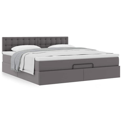 vidaXL Ottoman-Bett mit Matratze Grau 160x200 cm Kunstleder