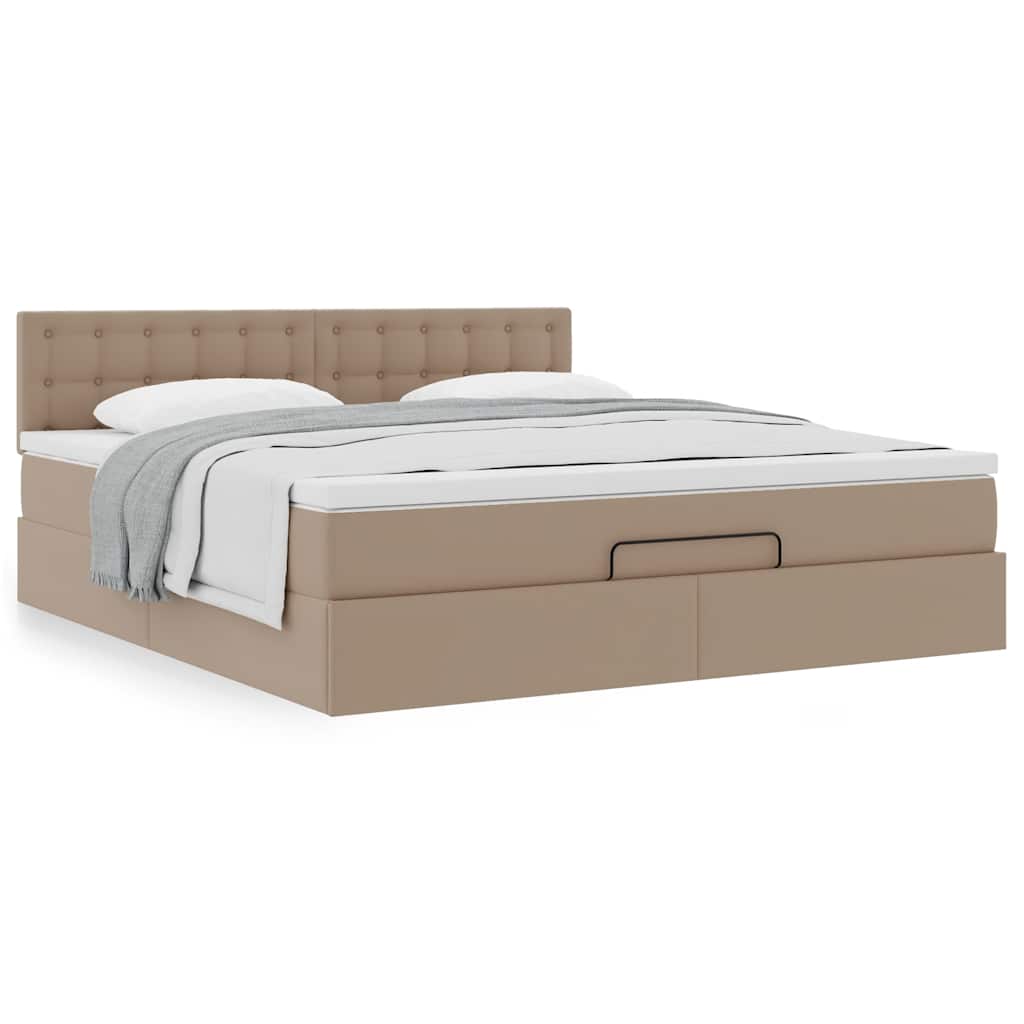vidaXL Ottoman-Bett mit Matratze Cappuccino-Braun 160x200cm Kunstleder