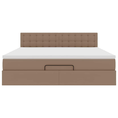vidaXL Ottoman-Bett mit Matratze Cappuccino-Braun 160x200cm Kunstleder