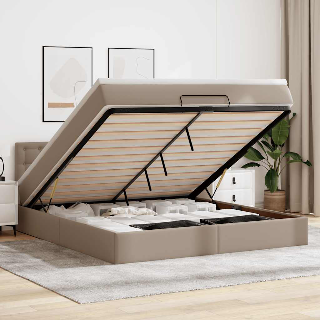 vidaXL Ottoman-Bett mit Matratze Cappuccino-Braun 160x200cm Kunstleder