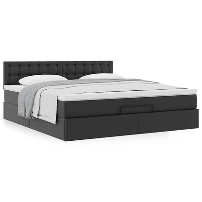 vidaXL Ottoman-Bett mit Matratze Schwarz 180x200 cm Kunstleder