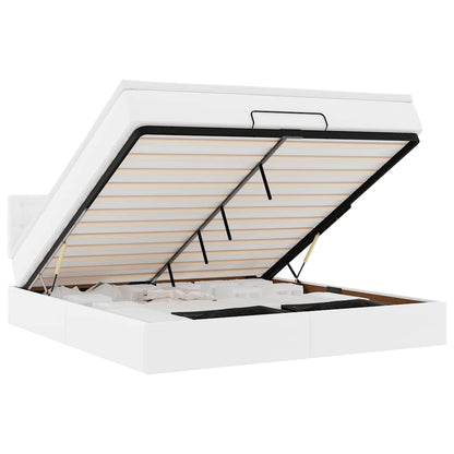 Ottoman-Bett mit Matratze Weiß 180x200 cm Kunstleder