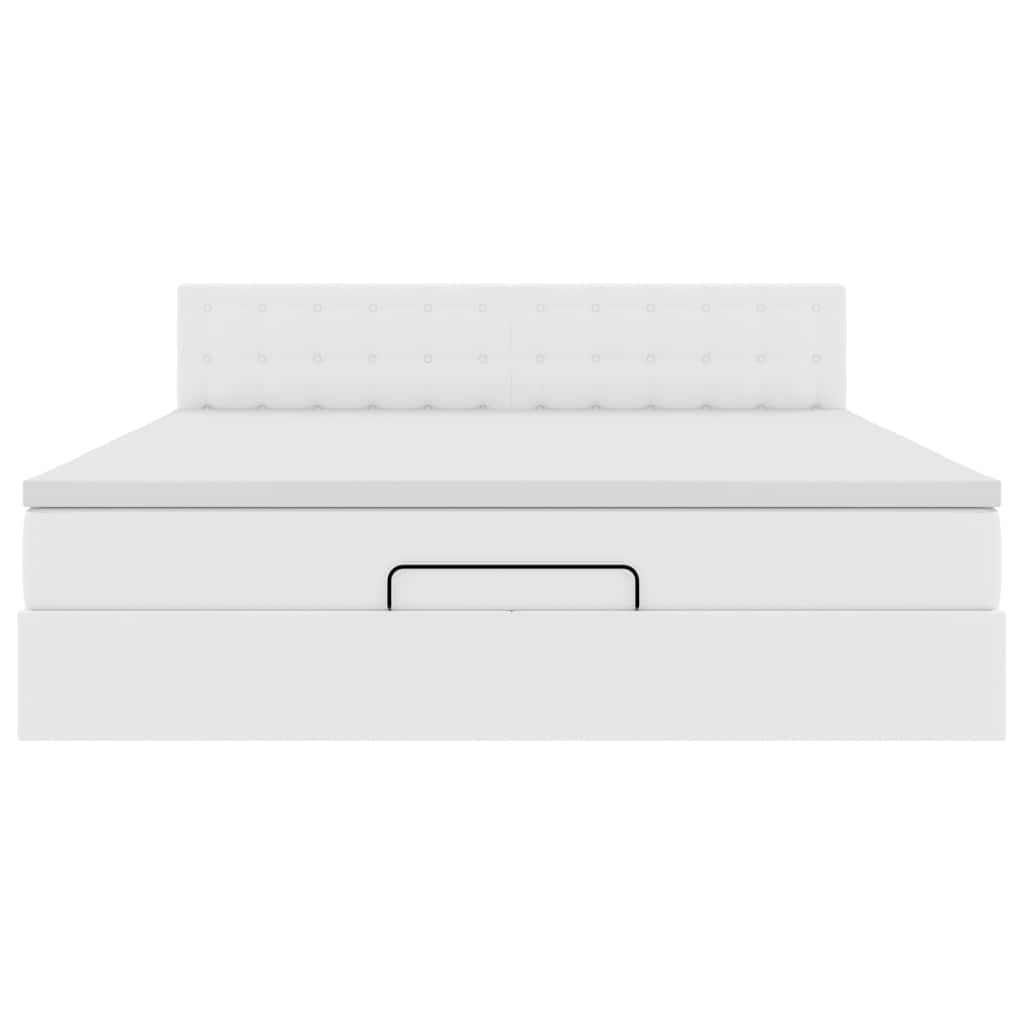 Ottoman-Bett mit Matratze Weiß 180x200 cm Kunstleder