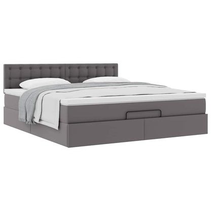 vidaXL Ottoman-Bett mit Matratze Grau 180x200 cm Kunstleder