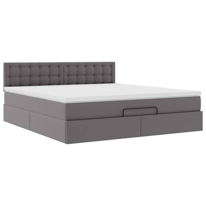 vidaXL Ottoman-Bett mit Matratze Grau 180x200 cm Kunstleder