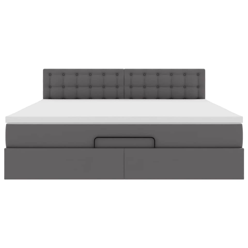 vidaXL Ottoman-Bett mit Matratze Grau 180x200 cm Kunstleder