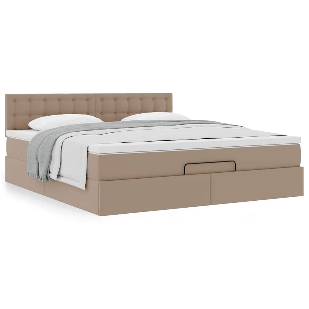 vidaXL Ottoman-Bett mit Matratze Cappuccino-Braun 180x200cm Kunstleder