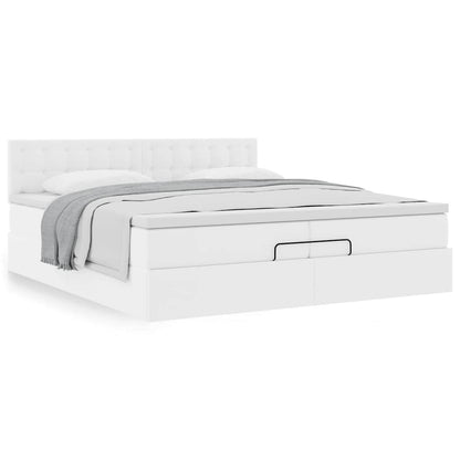 vidaXL Ottoman-Bett mit Matratzen Weiß 200x200 cm Kunstleder