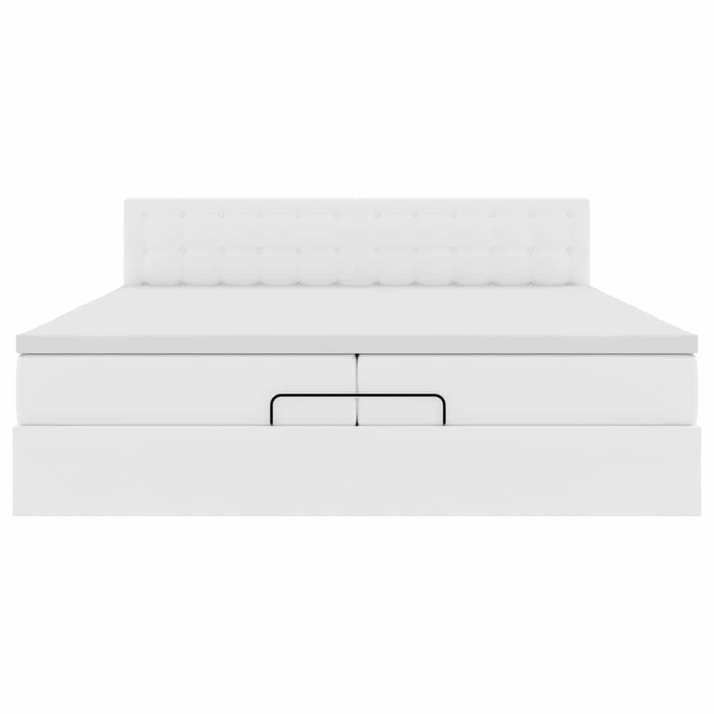 Ottoman-Bett mit Matratzen Weiß 200x200 cm Kunstleder