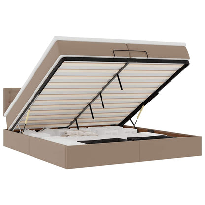 vidaXL Lit ottoman avec matelas Cappuccino 200x200 cm Similicuir