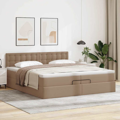 vidaXL Lit ottoman avec matelas Cappuccino 200x200 cm Similicuir