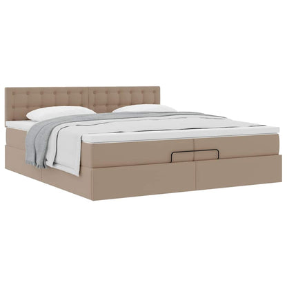 vidaXL Lit ottoman avec matelas Cappuccino 200x200 cm Similicuir