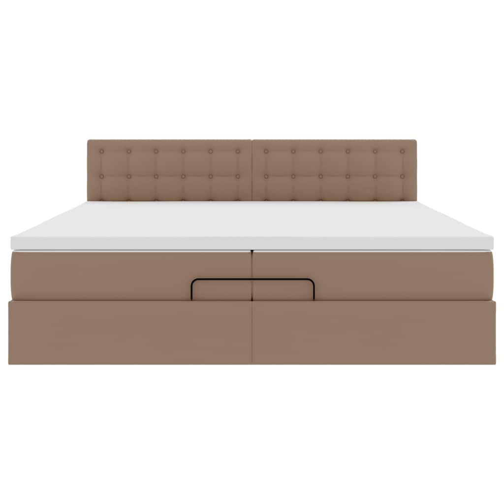 vidaXL Lit ottoman avec matelas Cappuccino 200x200 cm Similicuir