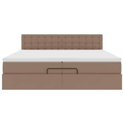 vidaXL Lit ottoman avec matelas Cappuccino 200x200 cm Similicuir