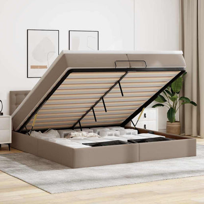 vidaXL Lit ottoman avec matelas Cappuccino 200x200 cm Similicuir