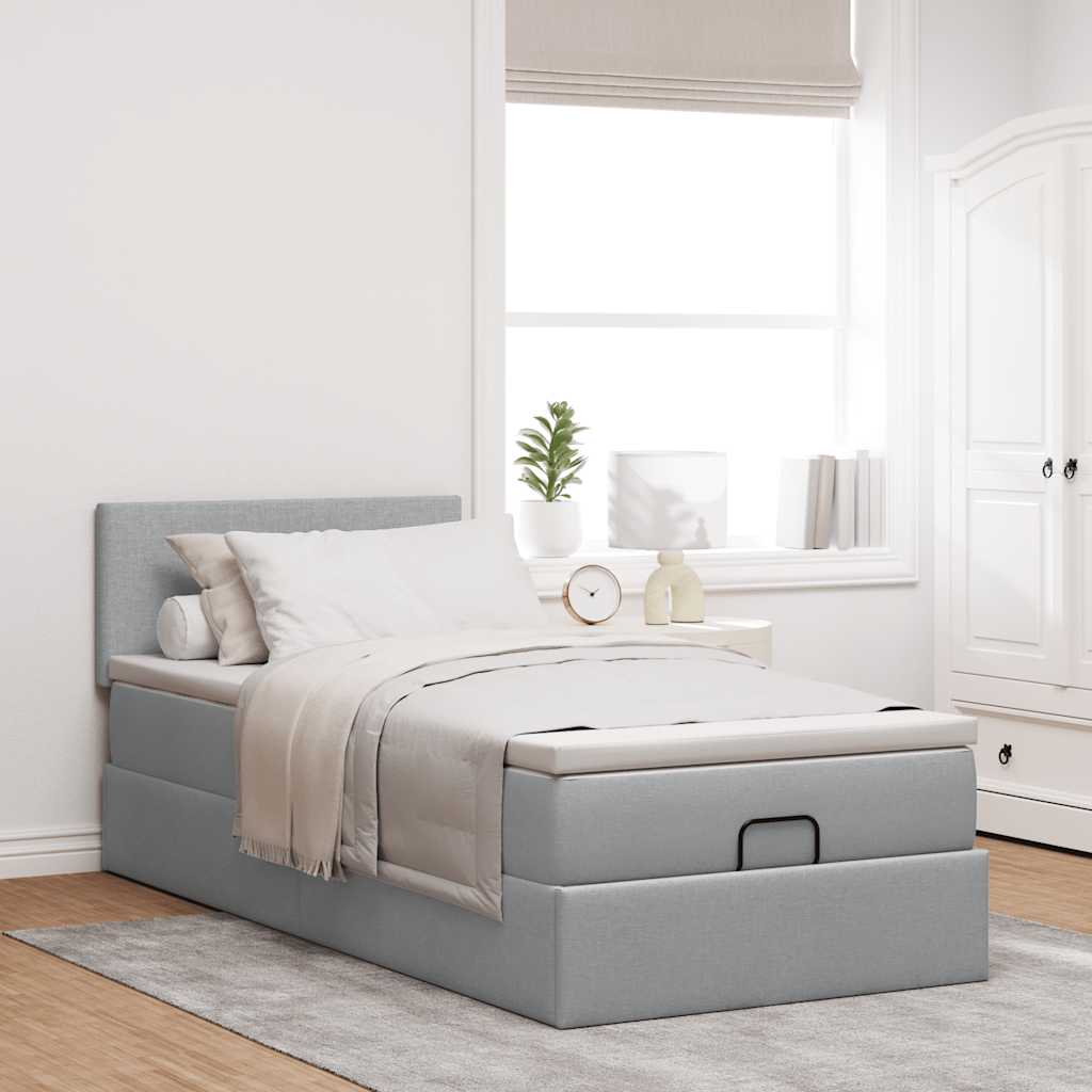 vidaXL Lit Ottoman avec matelas Gris clair 80x200 cm Tissu