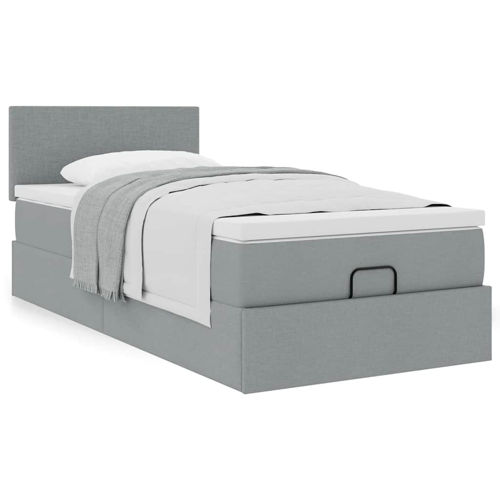 vidaXL Lit Ottoman avec matelas Gris clair 80x200 cm Tissu