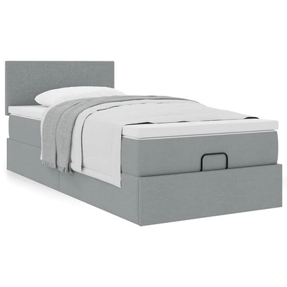 vidaXL Lit Ottoman avec matelas Gris clair 80x200 cm Tissu