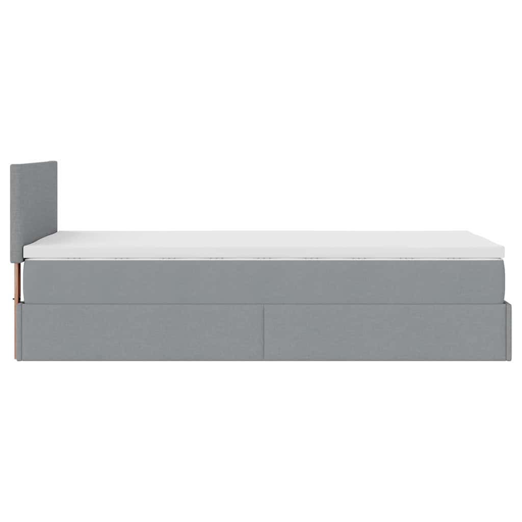 vidaXL Lit Ottoman avec matelas Gris clair 80x200 cm Tissu