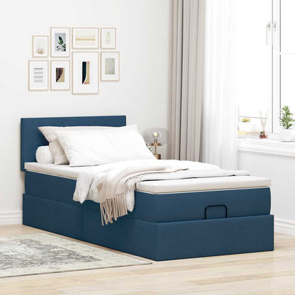 Ottoman-Bett mit Matratze Blau 80x200 cm Stoff