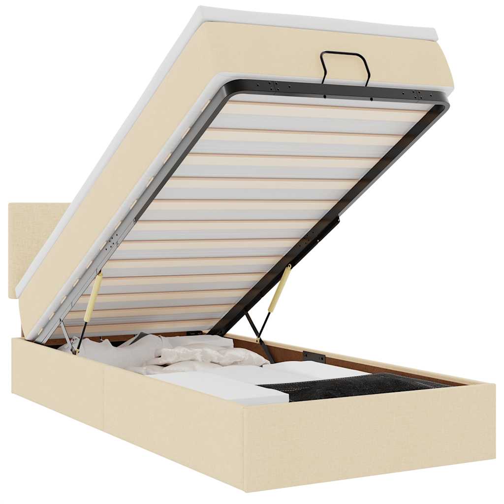 Ottoman-Bett mit Matratze Creme 90x190 cm Stoff